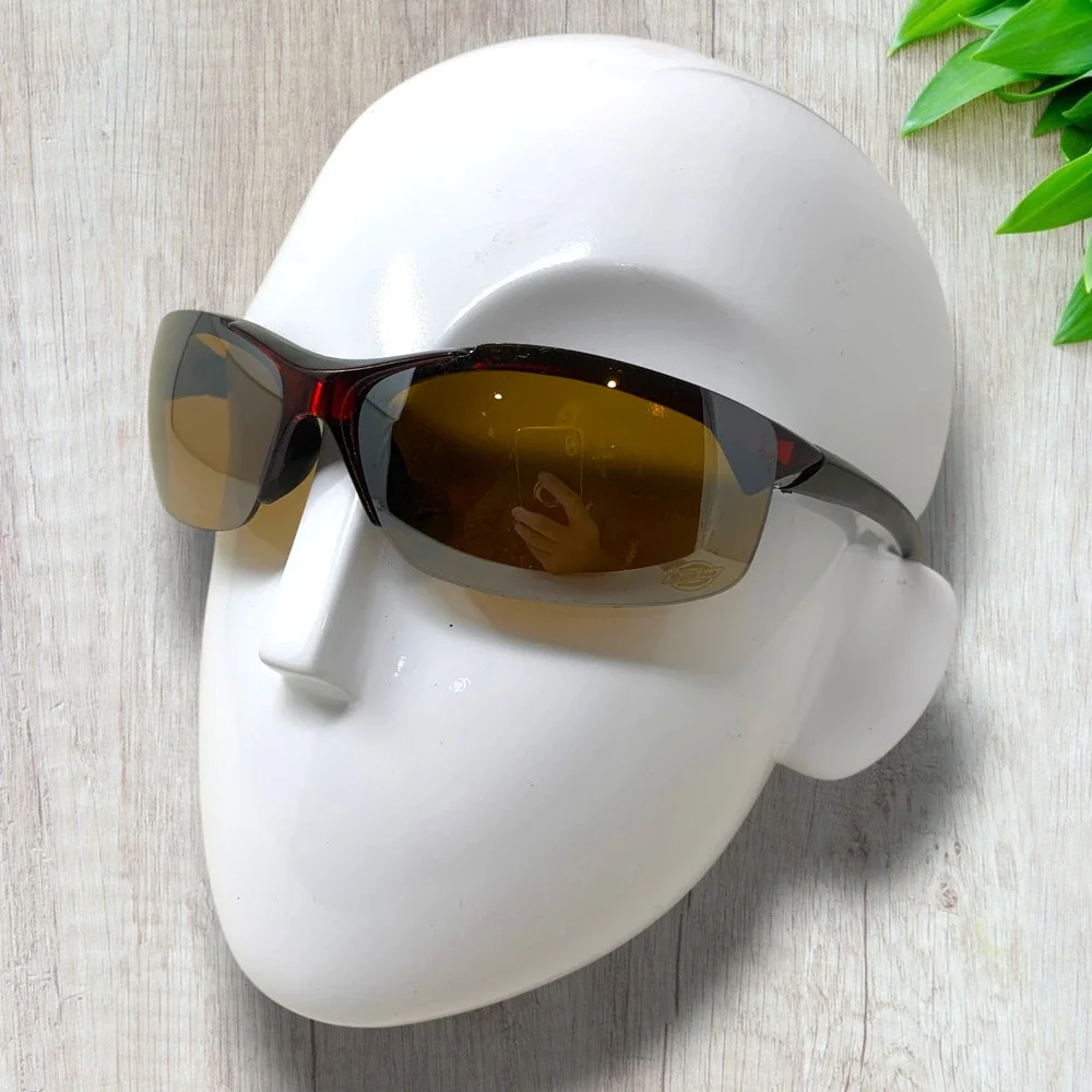 Dickies Wrap Safety Sunglasses Rev 52102 Amber Lens Y2K Workwear Sport Shield